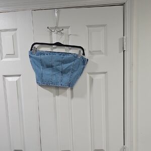 Nwot Chic Blue Denim Corset Style Crop Top